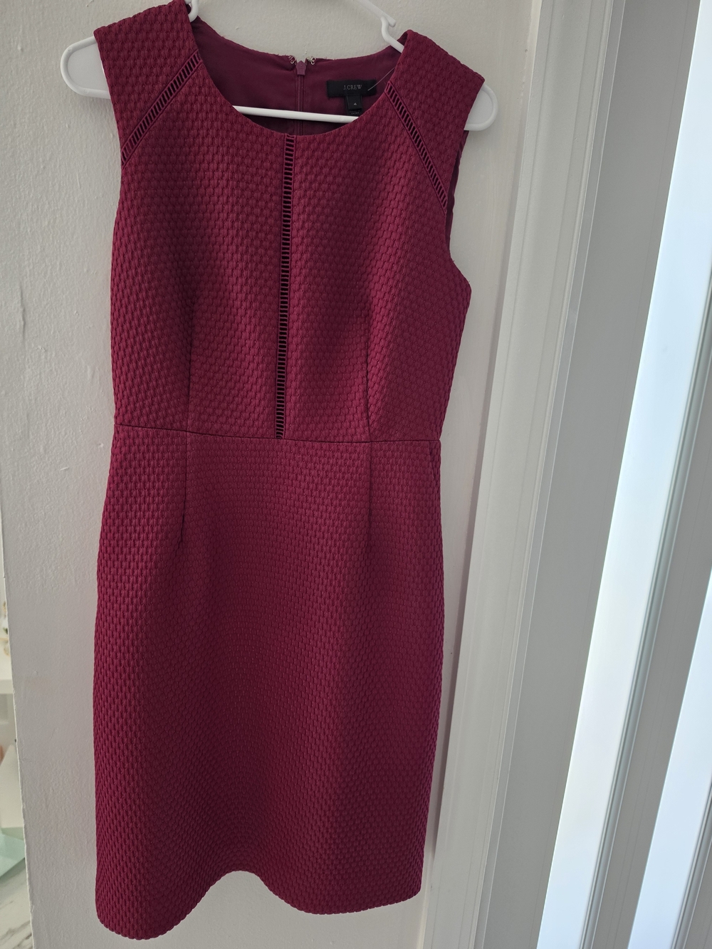 J. Crew Sleeveless Textured Sheath Dress in Magenta
